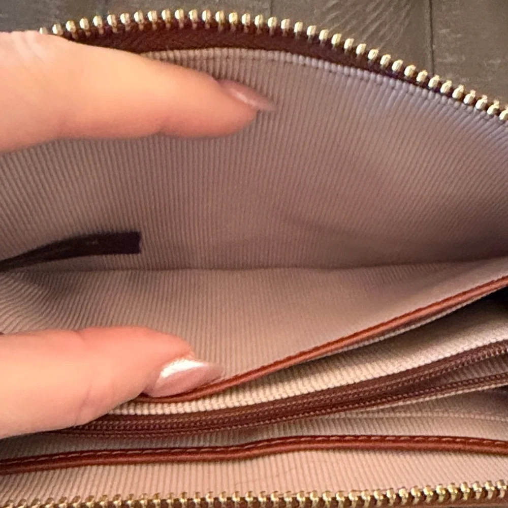 Margot New York Tan Leather Wristlet Wallet
